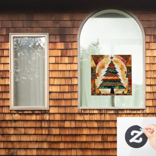 Kerstboom in abstracte kunst 44 - Fan Fun Raamsticker (Huis Raam)