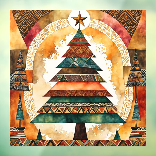 Kerstboom in abstracte kunst 44 - Fan Fun Raamsticker (Vel 3)