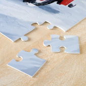 Kerstboom in antieke rode auto legpuzzel (Zijkant)