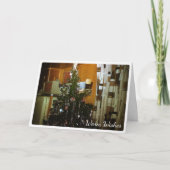 Kerstboom in Camper Warm Wishes Feestdagen Kaart (Voorkant)