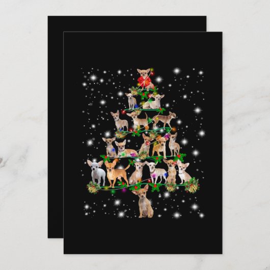 Kerstboom in Chihuahua, bedekt door vlieglicht Bedankkaart (Voorkant / Achterkant)