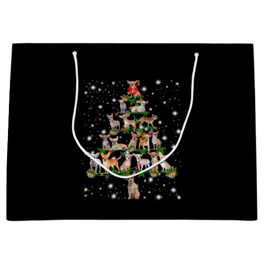 Kerstboom in Chihuahua, bedekt door vlieglicht Groot Cadeauzakje (Voorkant)