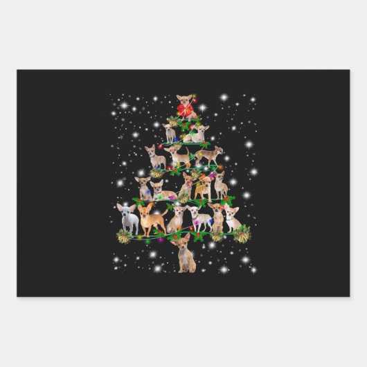 Kerstboom in Chihuahua, bedekt door vlieglicht Inpakpapier Vel (Voorkant)