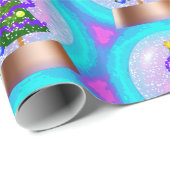 Kerstboom in Colorful Snow Wereldbol Cadeaupapier (Rol Hoek)