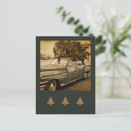  kerstboom in de auto briefkaart (Staand voorkant)