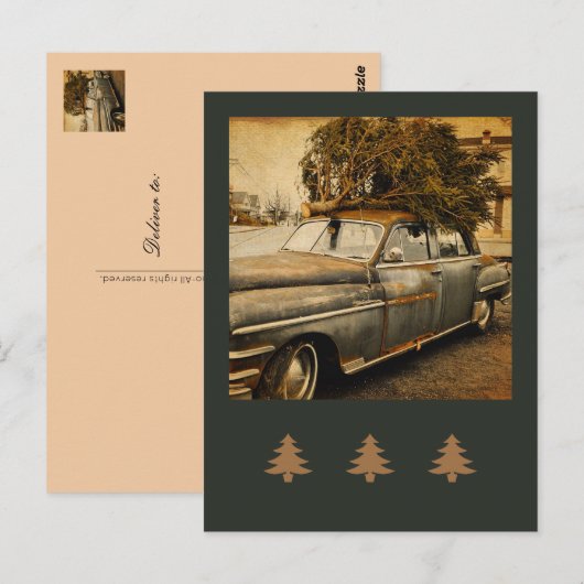  kerstboom in de auto briefkaart (Voorkant / Achterkant)