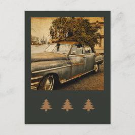  kerstboom in de auto briefkaart