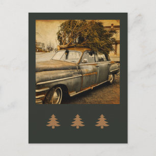 kerstboom in de auto briefkaart