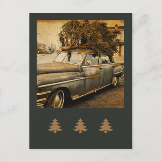 kerstboom in de auto briefkaart