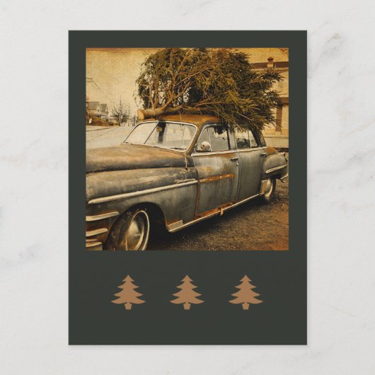  kerstboom in de auto briefkaart (Voorkant)