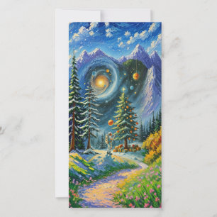 Kerstboom in de ruimte feestdagenkaart