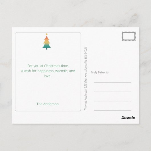 Kerstboom in de schemerfeestdag Postca Briefkaart (Achterkant)