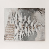 Kerstboom in de sneeuw in de winter legpuzzel (Horizontaal)