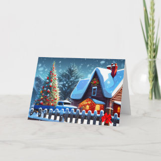 Kerstboom in de sneeuw notitiekaartje