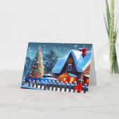 Kerstboom in de sneeuw notitiekaartje (Voorkant)