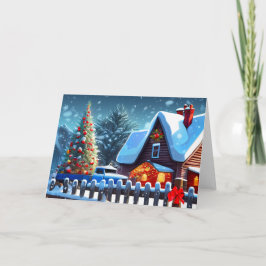 Kerstboom in de sneeuw notitiekaartje