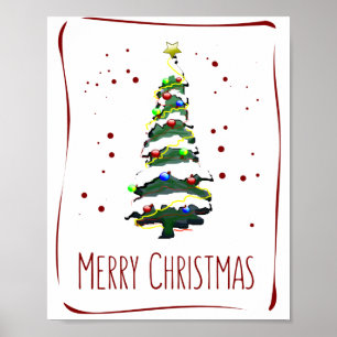 Kerstboom in de sneeuw, Wenskaart 2022 Poster