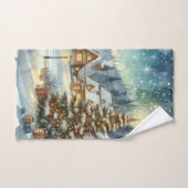 Kerstboom in de wintersneeuw handdoek (Handdoek)