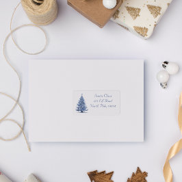 Kerstboom in Delfts Blauw aanpasbaar Etiket