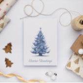 Kerstboom in Delfts Blauw aanpasbaar Feestdagenkaart