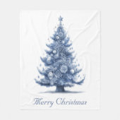 Kerstboom in Delfts Blauw aanpasbaar Fleece Deken (Voorkant)