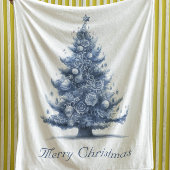 Kerstboom in Delfts Blauw aanpasbaar Fleece Deken