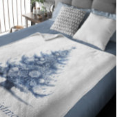 Kerstboom in Delfts Blauw aanpasbaar Fleece Deken