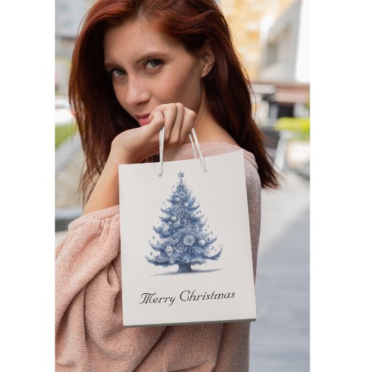 Kerstboom in Delfts Blauw aanpasbaar Medium Cadeauzakje