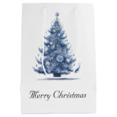 Kerstboom in Delfts Blauw aanpasbaar Medium Cadeauzakje (Achterkant)