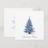 Kerstboom in Delfts Blauw aanpasbaar Save The Date (Voorkant / Achterkant)