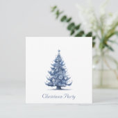 Kerstboom in Delfts Blauw aanpasbaar Save The Date (Staand voorkant)