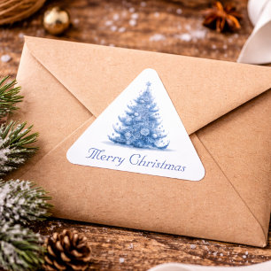 Kerstboom in Delfts Blauw aanpasbaar Sticker