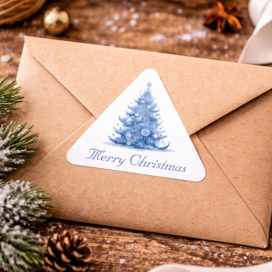 Kerstboom in Delfts Blauw aanpasbaar Sticker