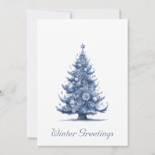 Kerstboom in Delfts Blauw Feestdagenkaart (Voorkant)