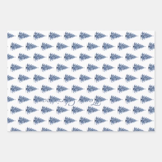 Kerstboom in Delfts Blauw Inpakpapier Vel (Voorkant 2)