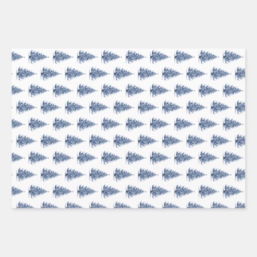 Kerstboom in Delfts Blauw Inpakpapier Vel (Voorkant)