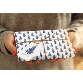 Kerstboom in Delfts Blauw Inpakpapier Vel