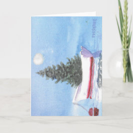 Kerstboom in Dory-roeiboot tijdens vakantiezeilen Feestdagen Kaart