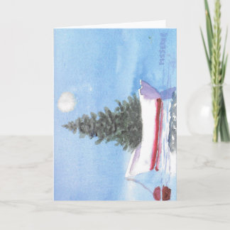 Kerstboom in Dory-roeiboot tijdens vakantiezeilen Feestdagen Kaart