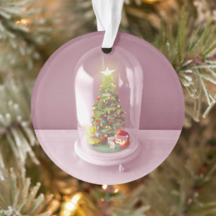 Kerstboom in een glazen koepel ornament