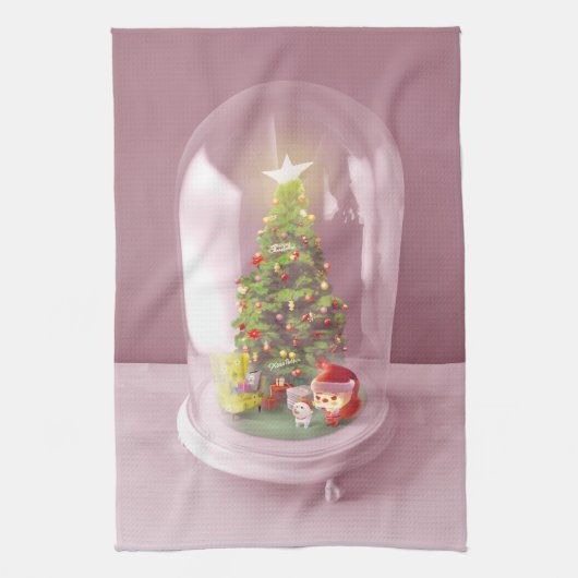 Kerstboom in een glazen koepel theedoek (Verticaal)