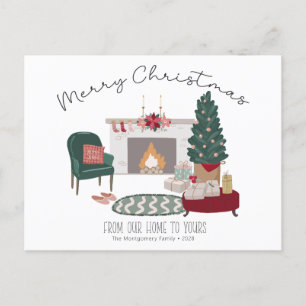 Kerstboom in een knus landhuis Prettig Kerstfees Briefkaart
