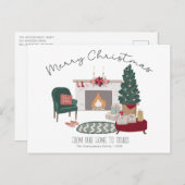 Kerstboom in een knus landhuis | Prettig Kerstfees Briefkaart (Voorkant / Achterkant)