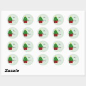 Kerstboom in een rode plantenbak cadeaubijsluiter ronde sticker (Vel)