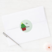 Kerstboom in een rode plantenbak cadeaubijsluiter ronde sticker (Envelop)
