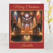 Kerstboom in een schilderachtige kapel kaart (Gele Bloem)