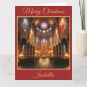 Kerstboom in een schilderachtige kapel kaart (Voorkant)