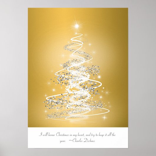 kerstboom in goud poster (Voorkant)