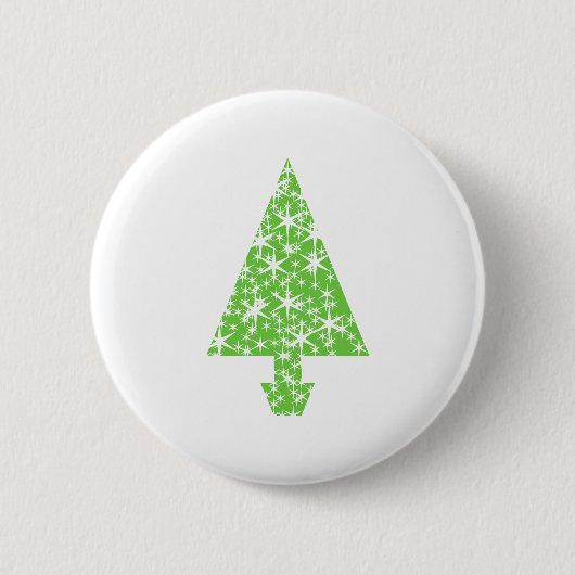 Kerstboom in groen en wit. ronde button 5,7 cm (Voorkant)
