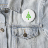 Kerstboom in groen en wit. ronde button 5,7 cm (In situ)